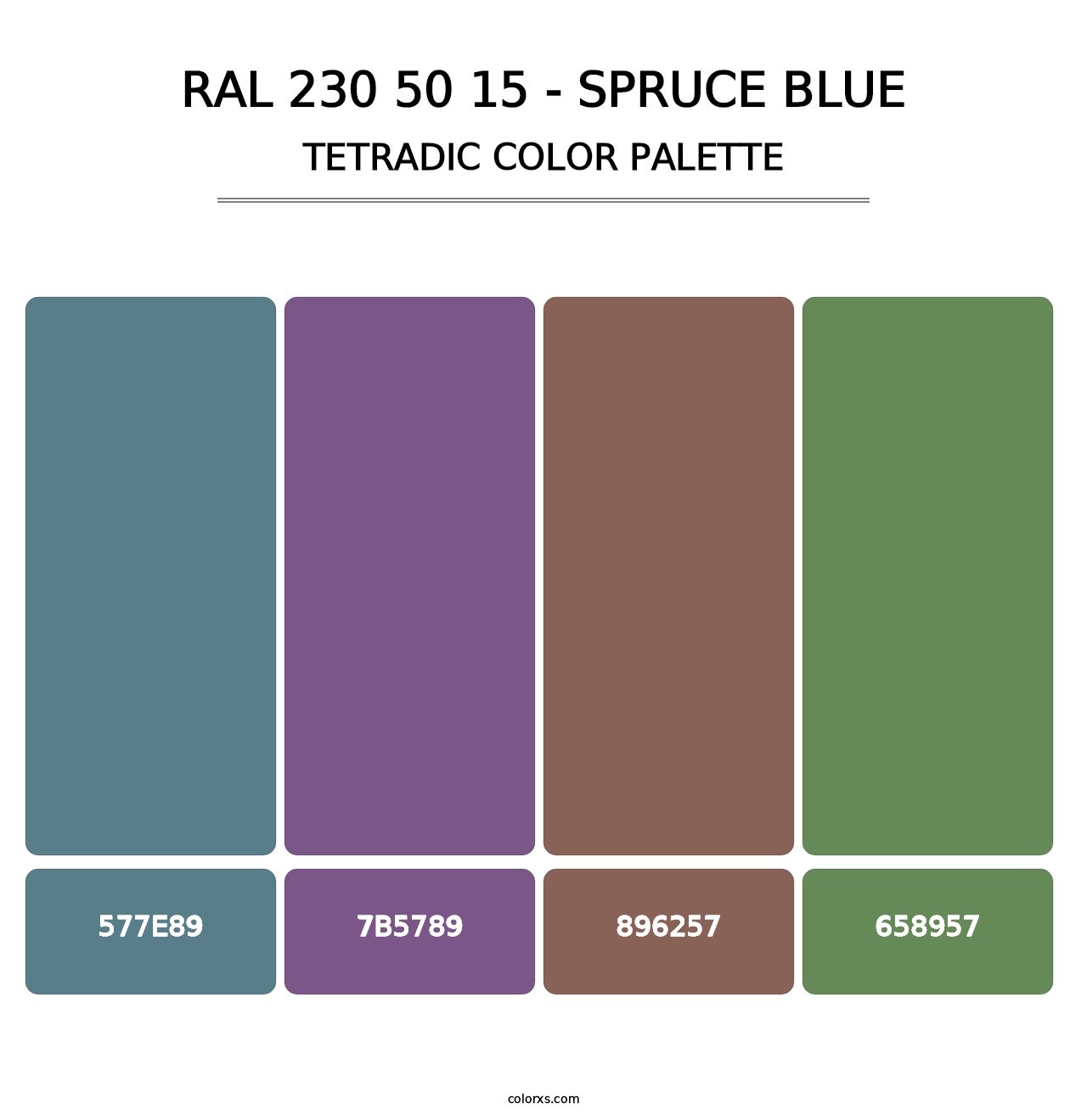 RAL 230 50 15 - Spruce Blue - Tetradic Color Palette