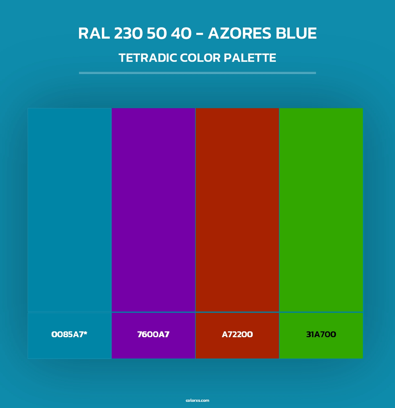 RAL 230 50 40 - Azores Blue - Tetradic Color Palette