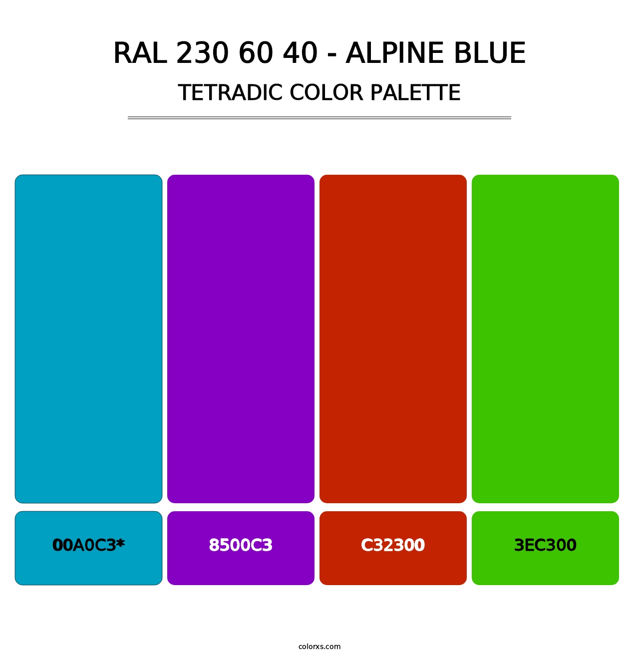 RAL 230 60 40 - Alpine Blue - Tetradic Color Palette