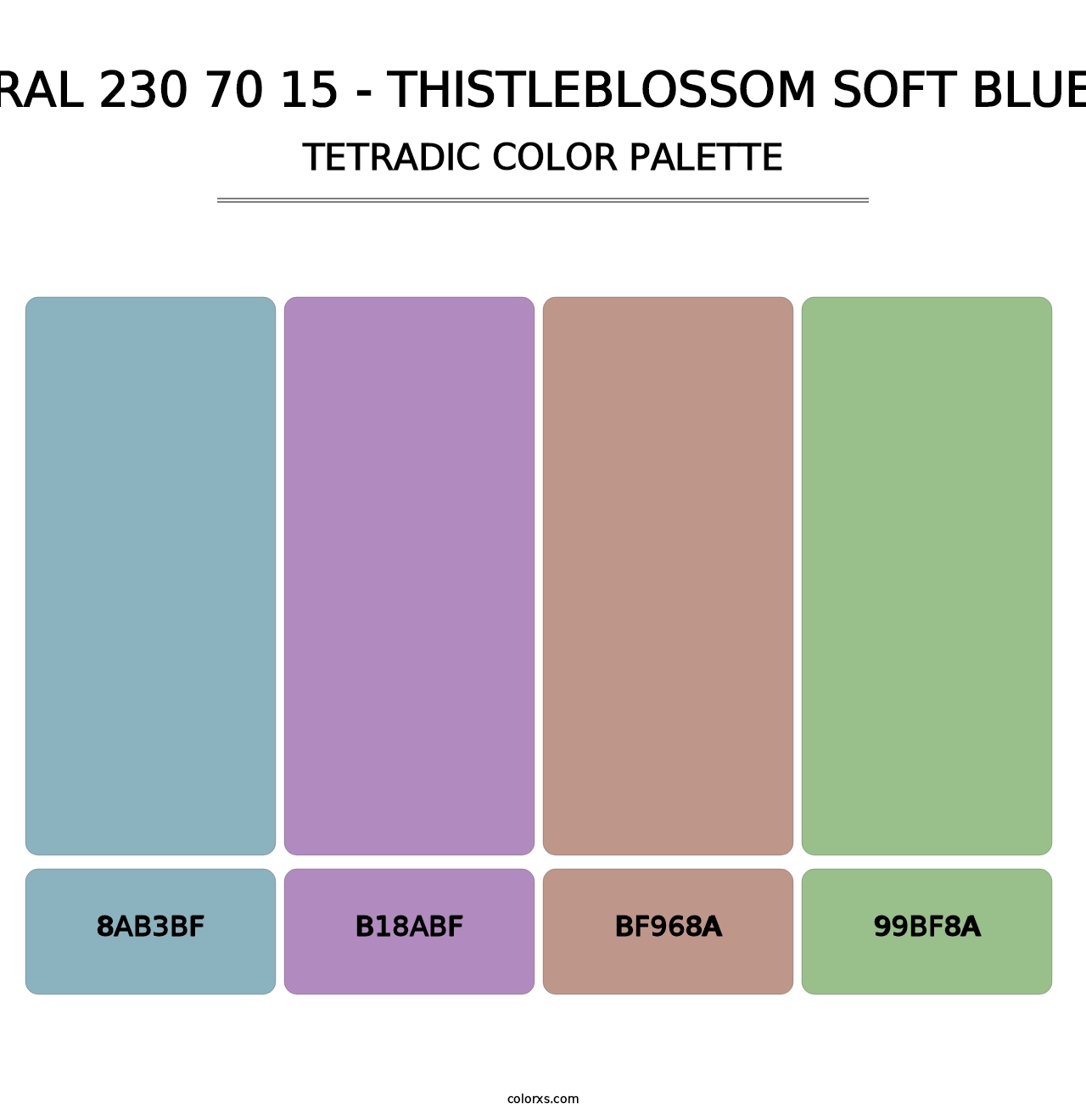 RAL 230 70 15 - Thistleblossom Soft Blue - Tetradic Color Palette