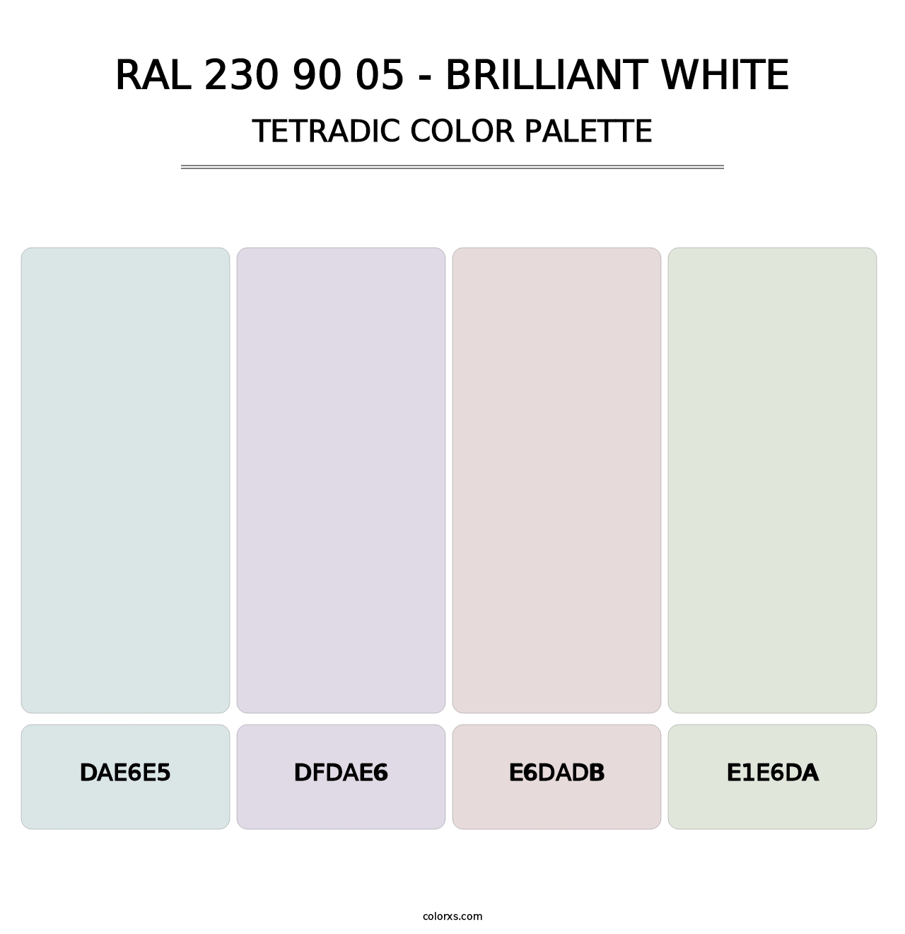 RAL 230 90 05 - Brilliant White - Tetradic Color Palette