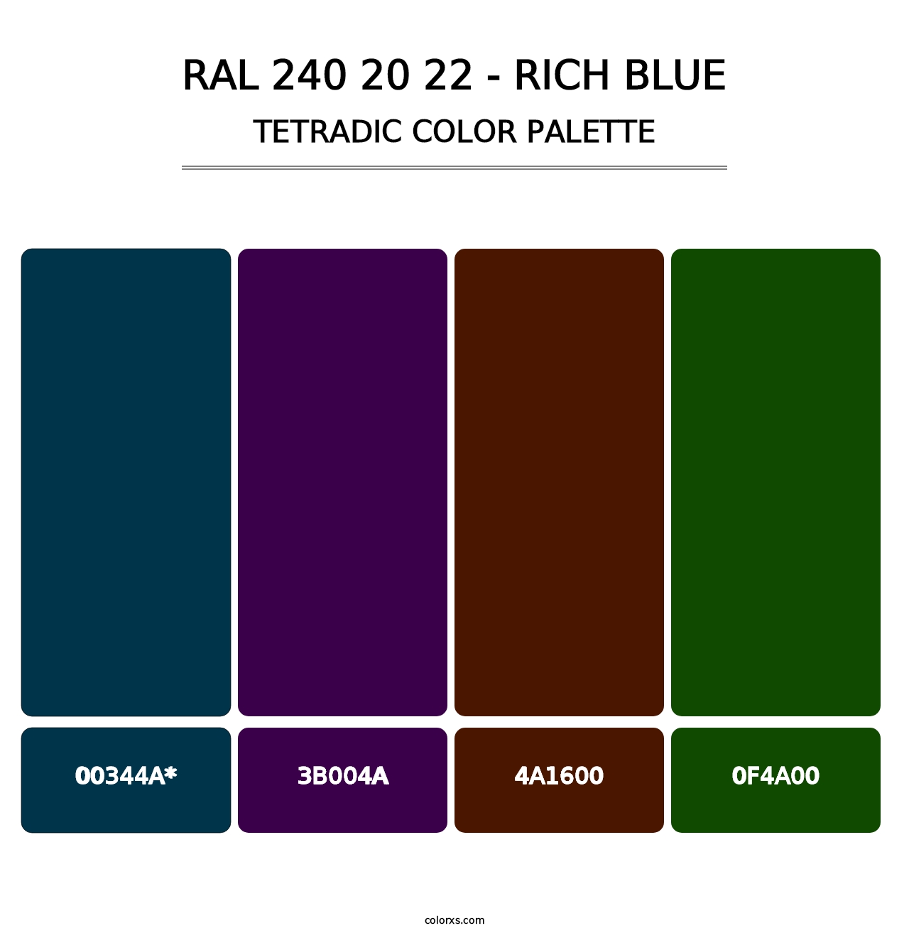 RAL 240 20 22 - Rich Blue - Tetradic Color Palette