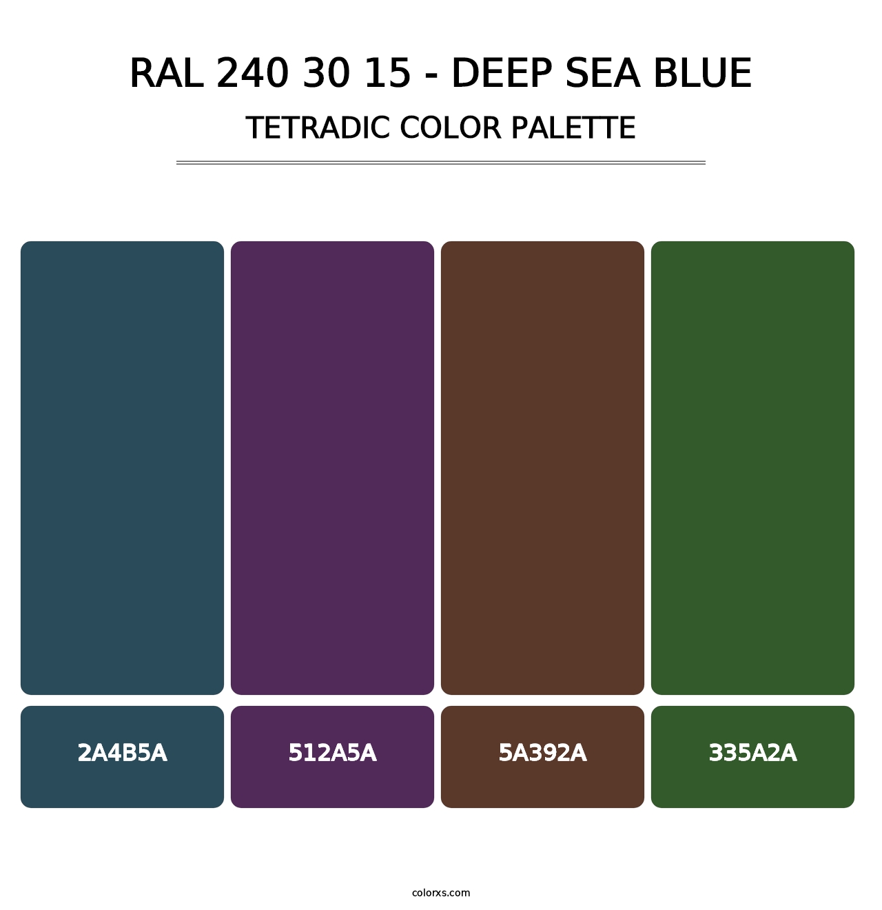 RAL 240 30 15 - Deep Sea Blue - Tetradic Color Palette