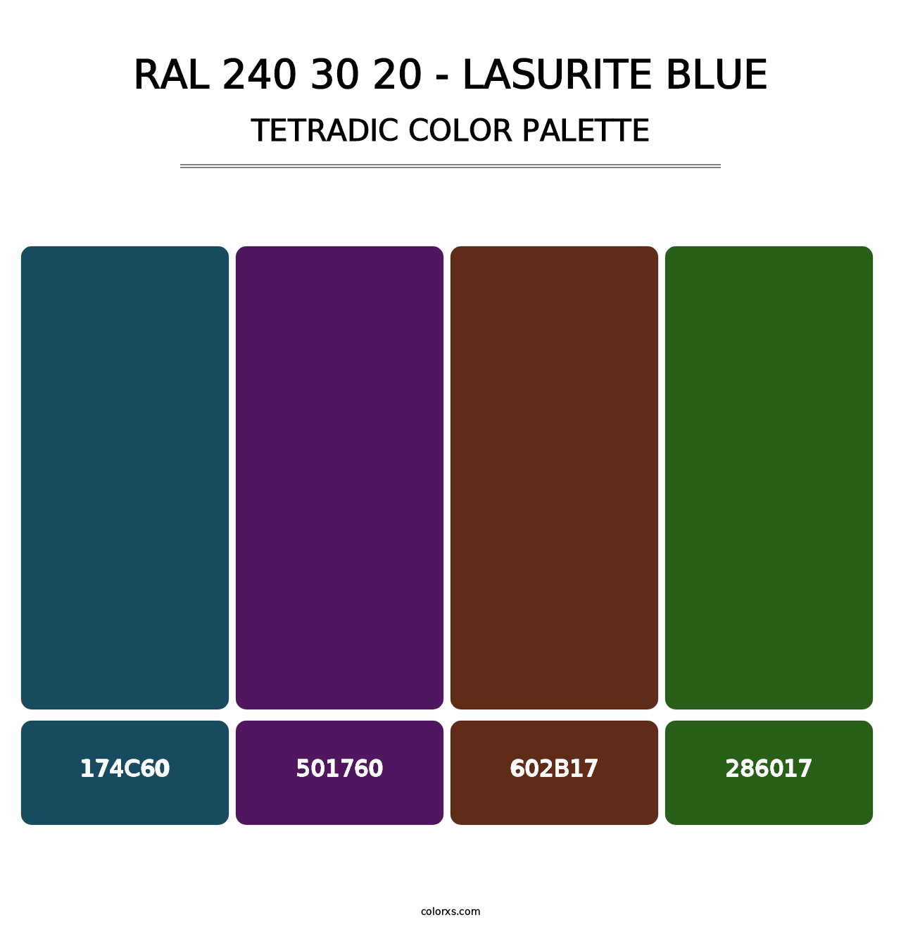 RAL 240 30 20 - Lasurite Blue - Tetradic Color Palette