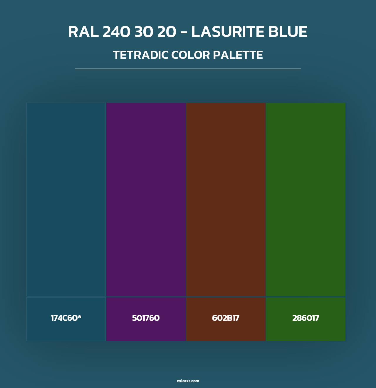 RAL 240 30 20 - Lasurite Blue - Tetradic Color Palette