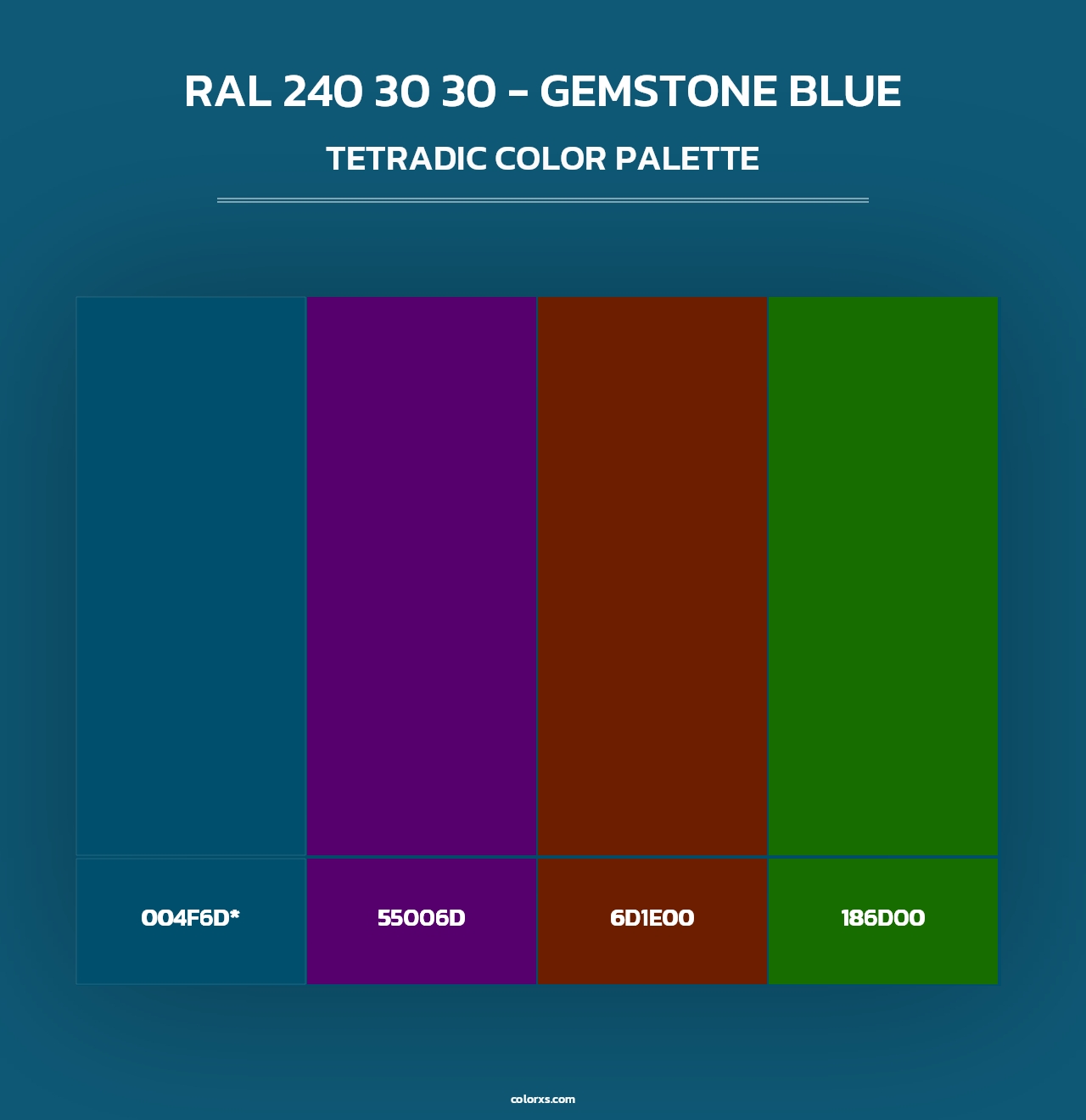 RAL 240 30 30 - Gemstone Blue - Tetradic Color Palette