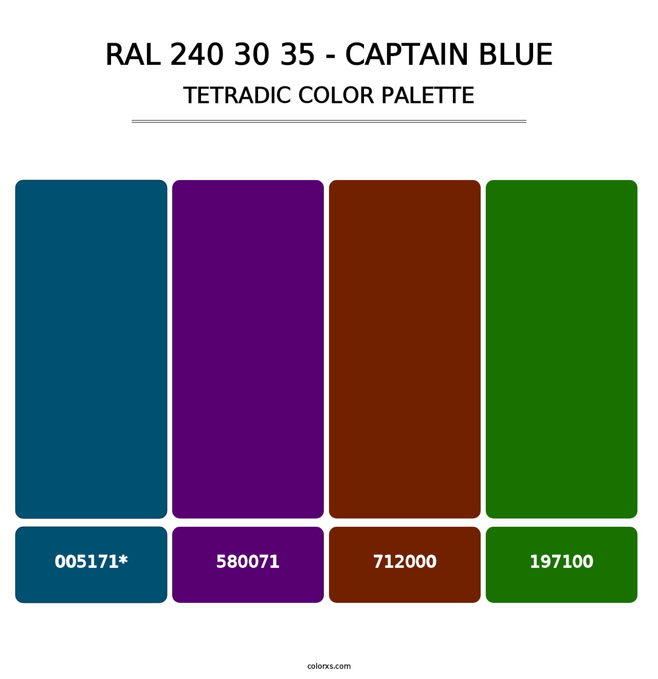 RAL 240 30 35 - Captain Blue - Tetradic Color Palette