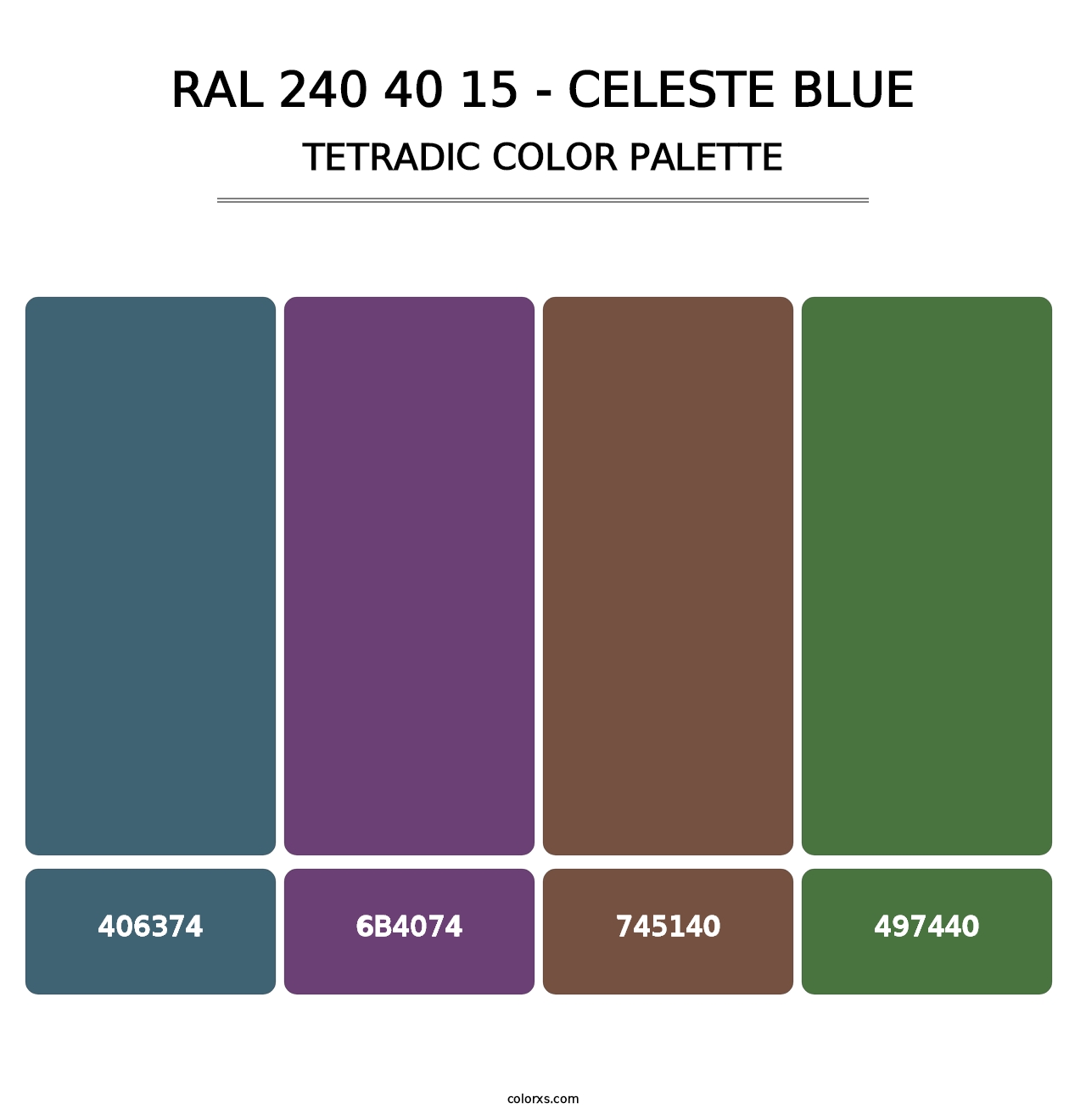 RAL 240 40 15 - Celeste Blue - Tetradic Color Palette