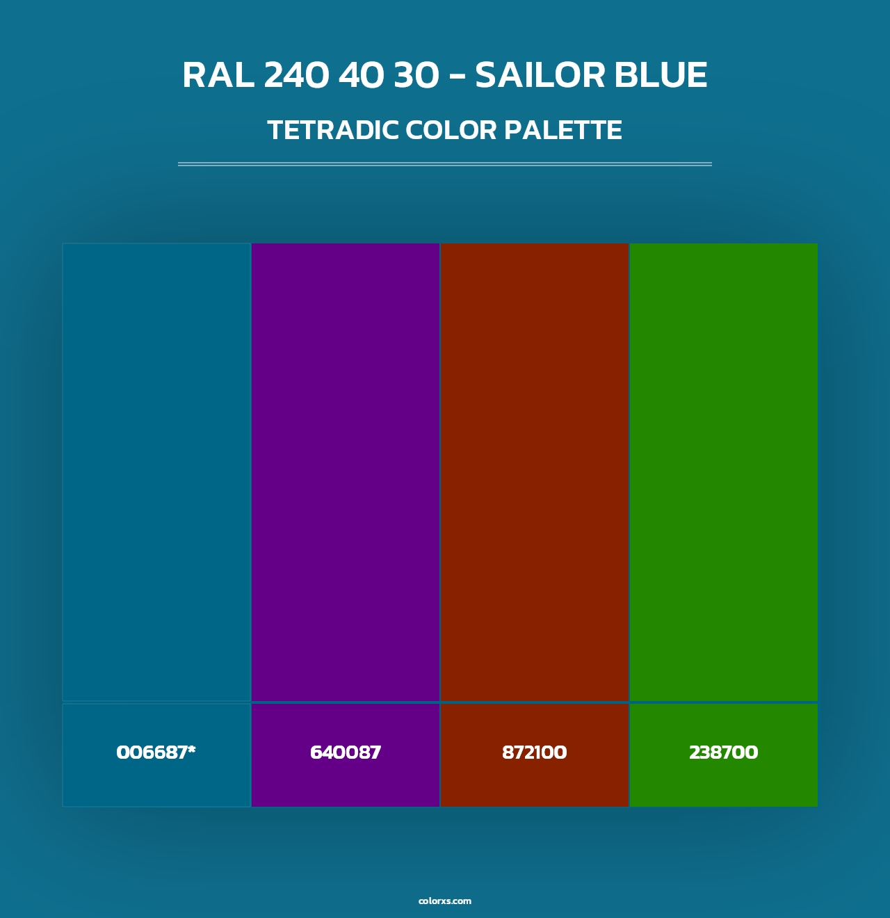 RAL 240 40 30 - Sailor Blue - Tetradic Color Palette