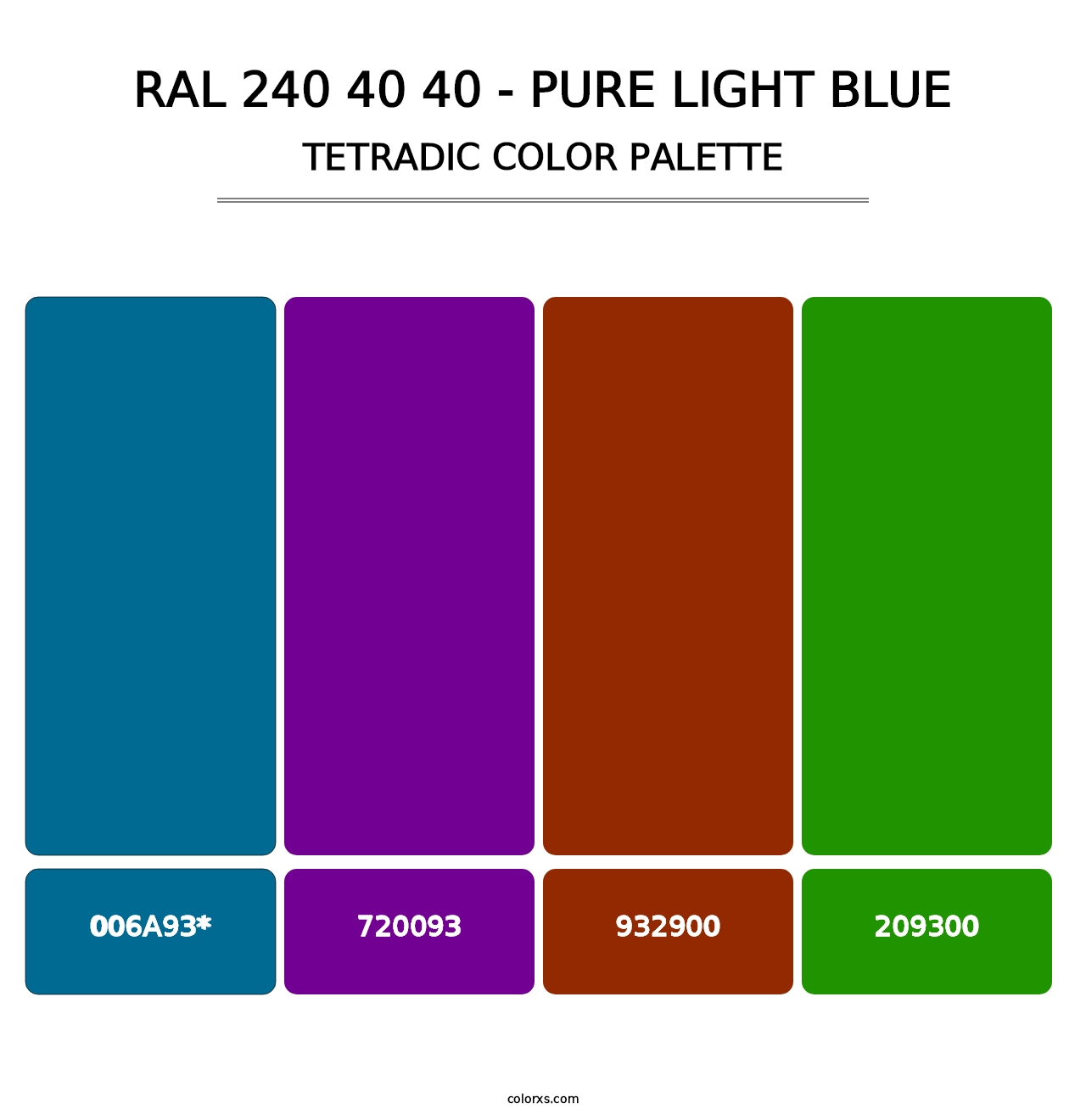 RAL 240 40 40 - Pure Light Blue - Tetradic Color Palette