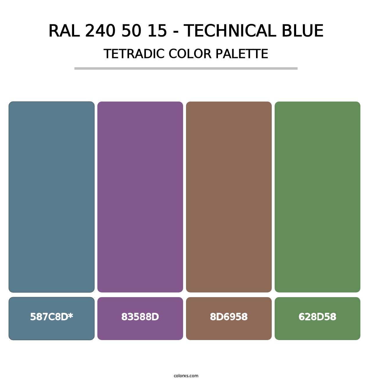 RAL 240 50 15 - Technical Blue - Tetradic Color Palette