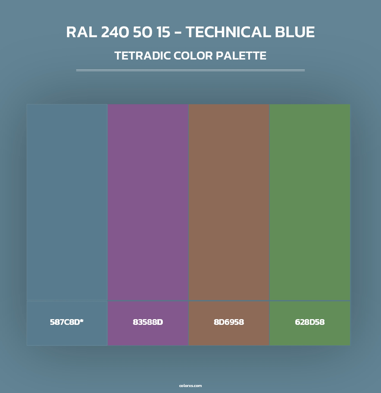 RAL 240 50 15 - Technical Blue - Tetradic Color Palette
