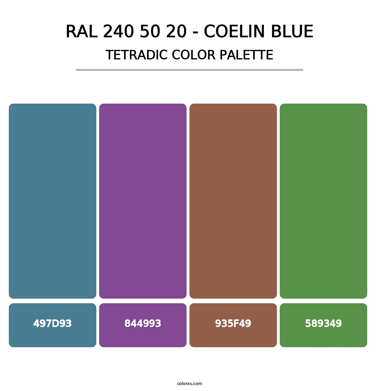 RAL 240 50 20 - Coelin Blue - Tetradic Color Palette