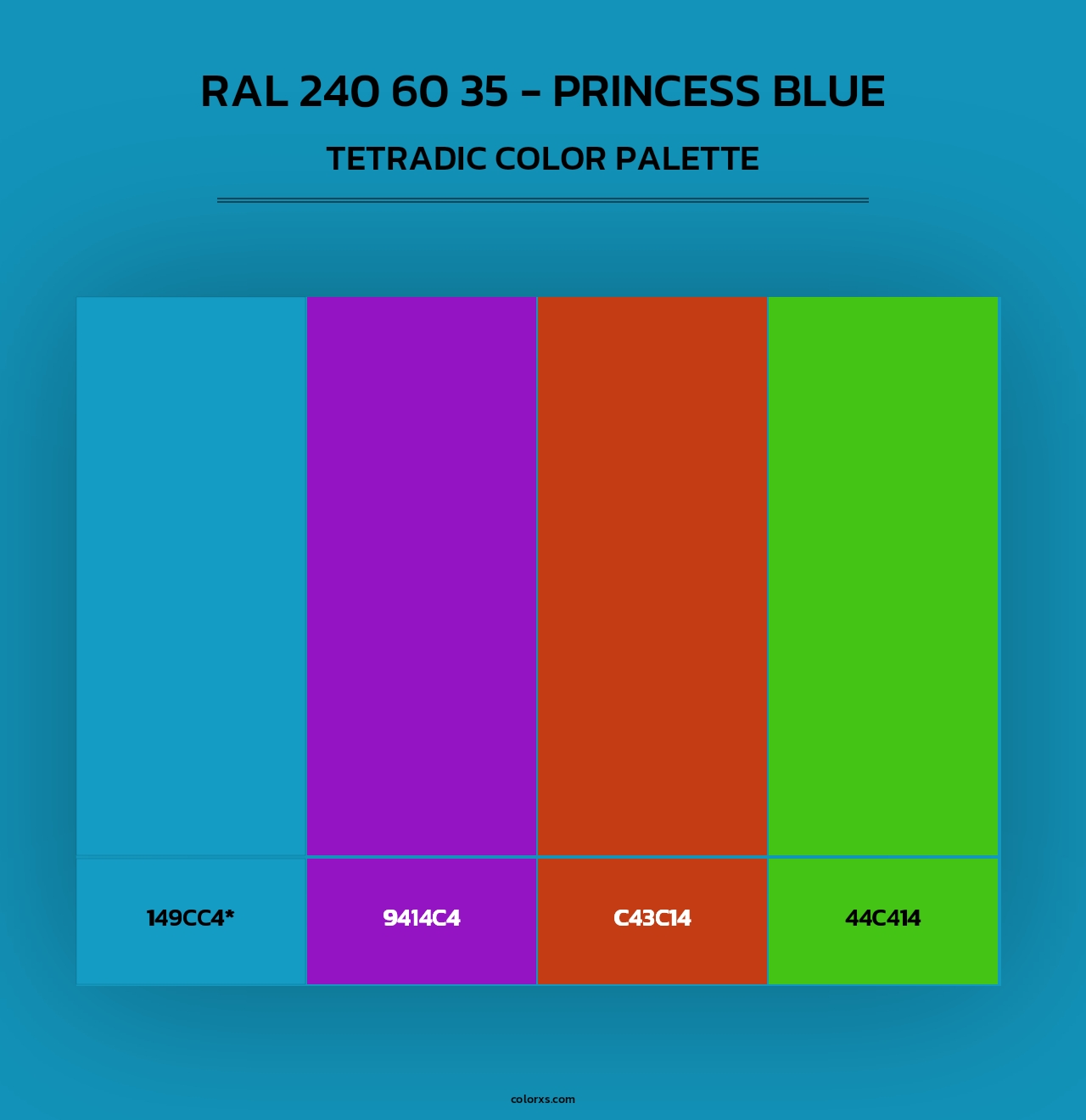 RAL 240 60 35 - Princess Blue - Tetradic Color Palette