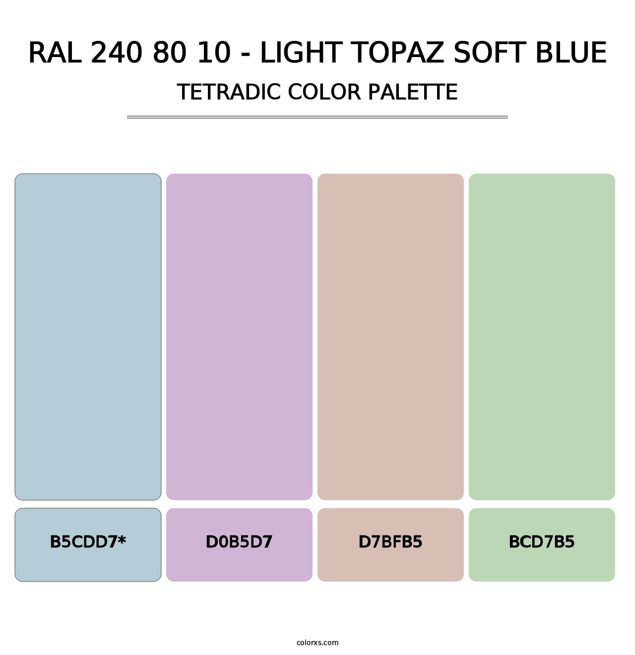 RAL 240 80 10 - Light Topaz Soft Blue - Tetradic Color Palette