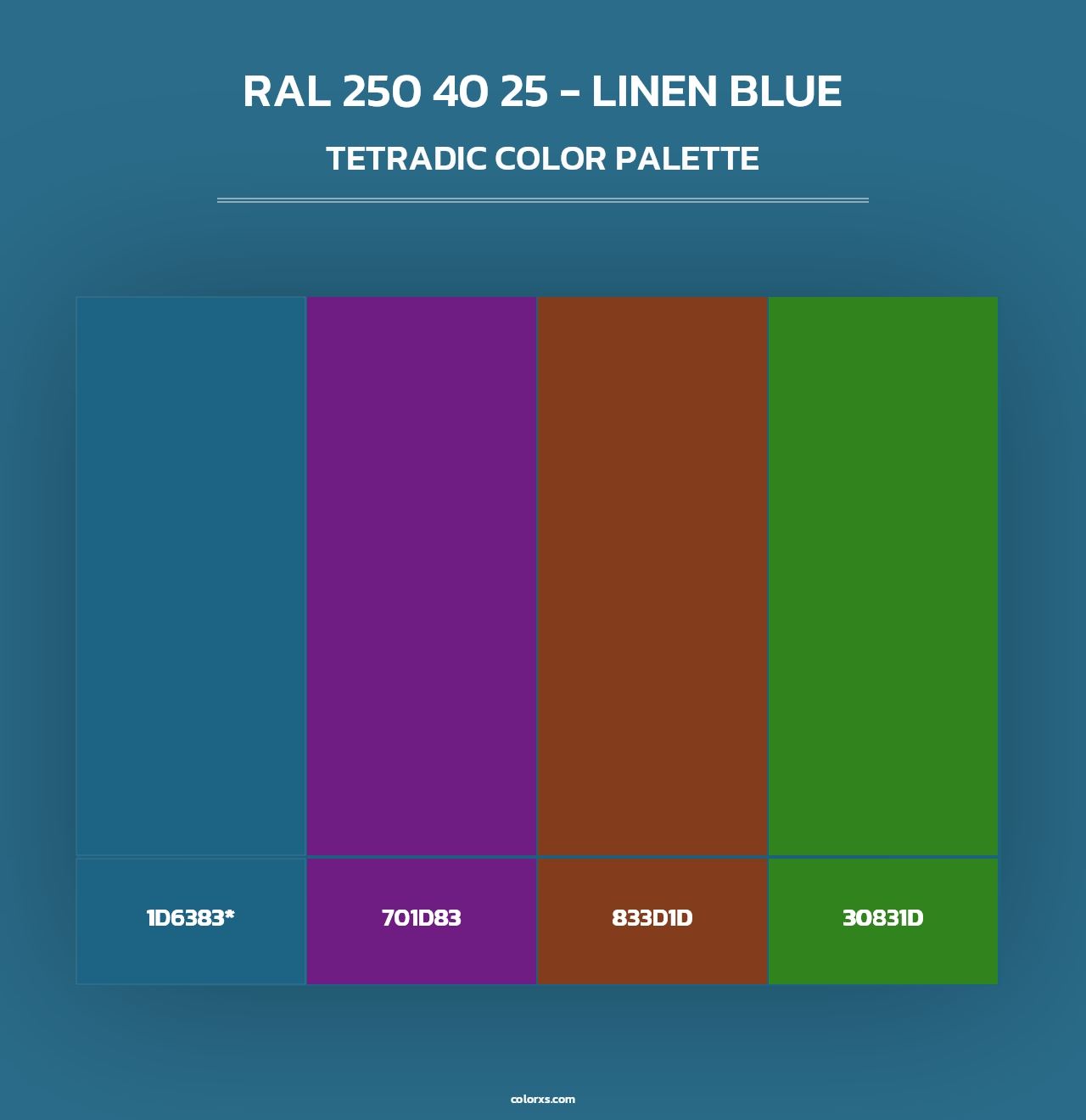 RAL 250 40 25 - Linen Blue - Tetradic Color Palette