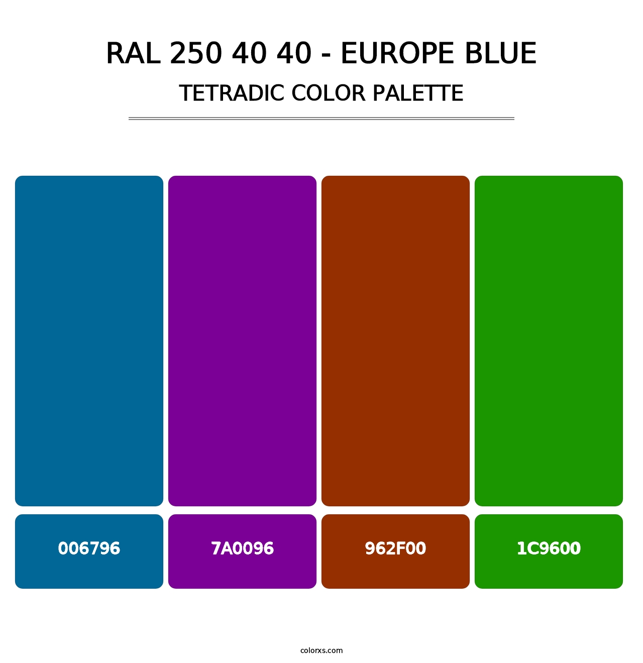RAL 250 40 40 - Europe Blue - Tetradic Color Palette