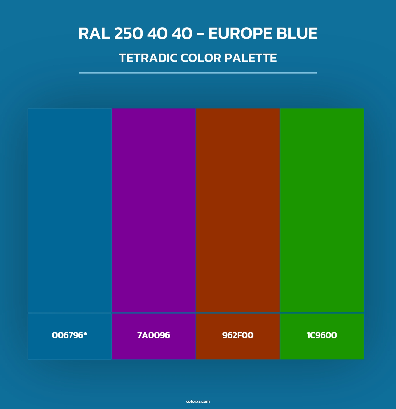 RAL 250 40 40 - Europe Blue - Tetradic Color Palette