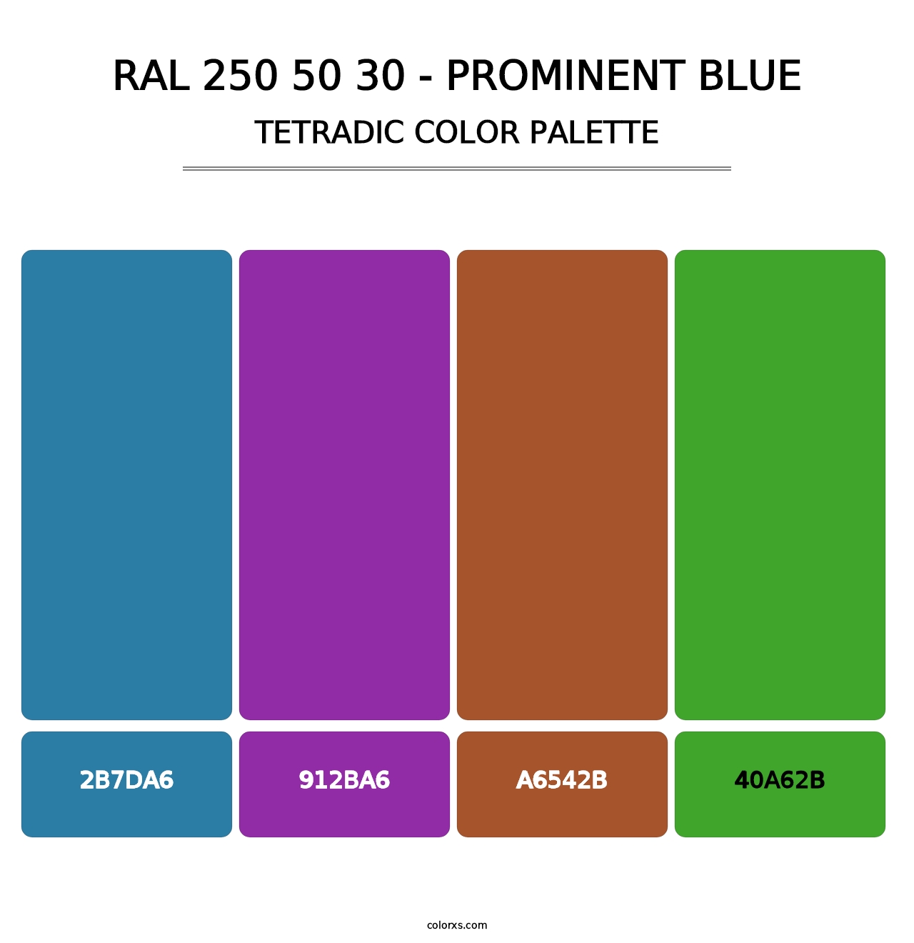 RAL 250 50 30 - Prominent Blue - Tetradic Color Palette