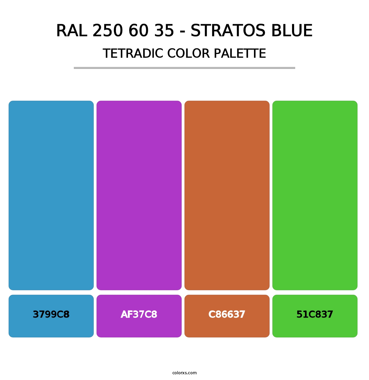 RAL 250 60 35 - Stratos Blue - Tetradic Color Palette