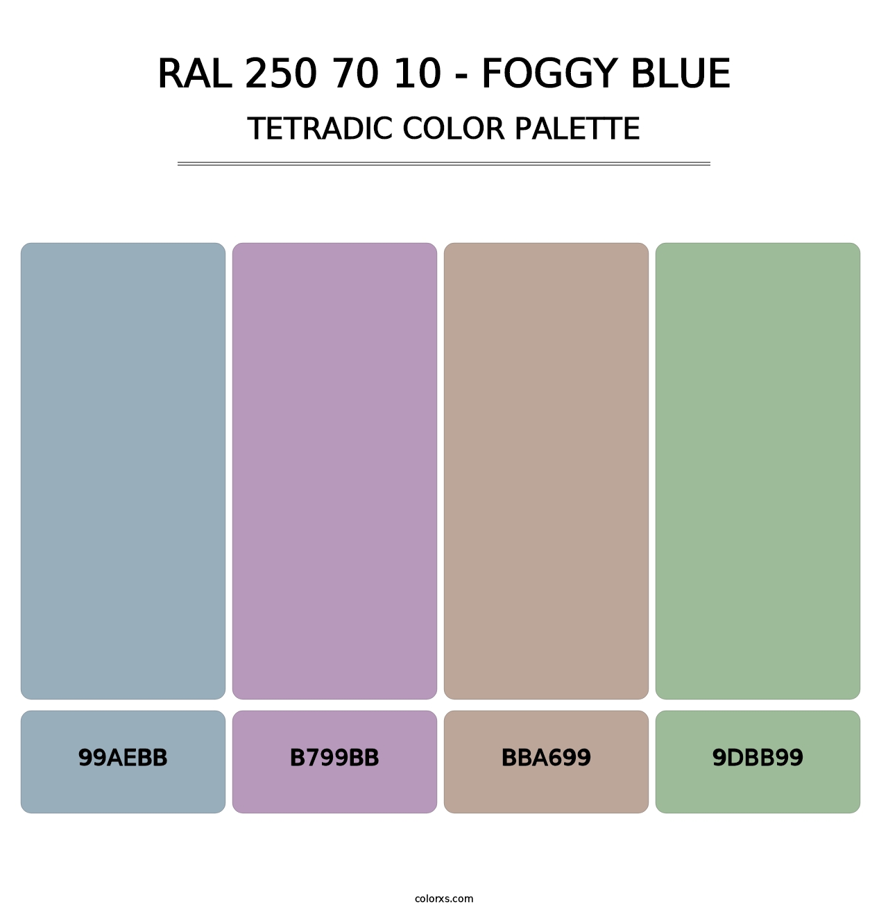 RAL 250 70 10 - Foggy Blue - Tetradic Color Palette