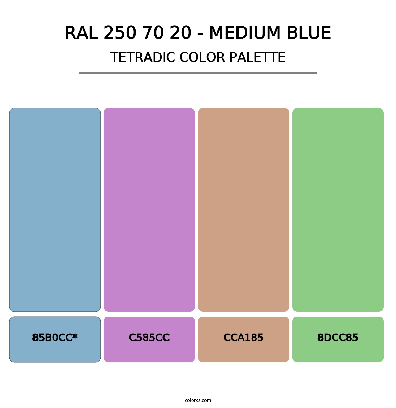 RAL 250 70 20 - Medium Blue - Tetradic Color Palette