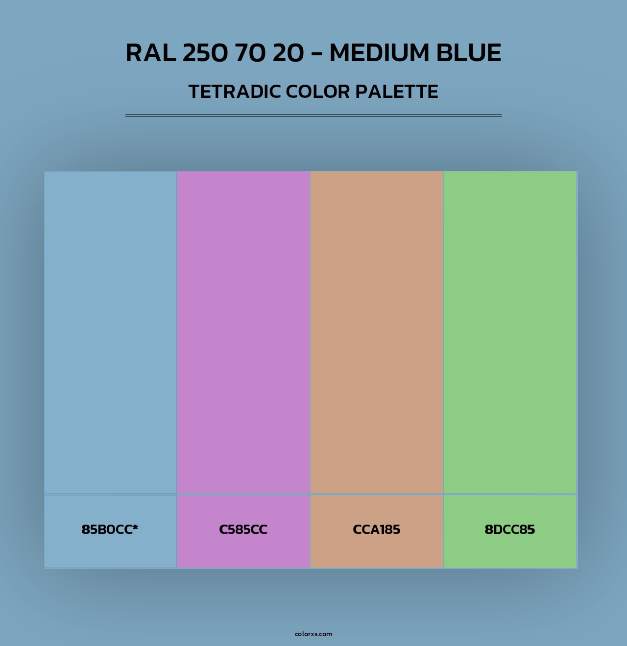 RAL 250 70 20 - Medium Blue - Tetradic Color Palette