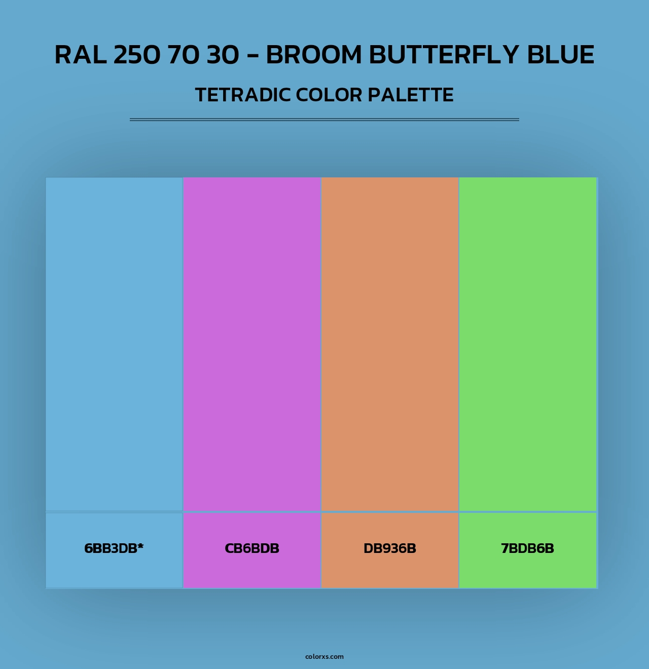 RAL 250 70 30 - Broom Butterfly Blue - Tetradic Color Palette