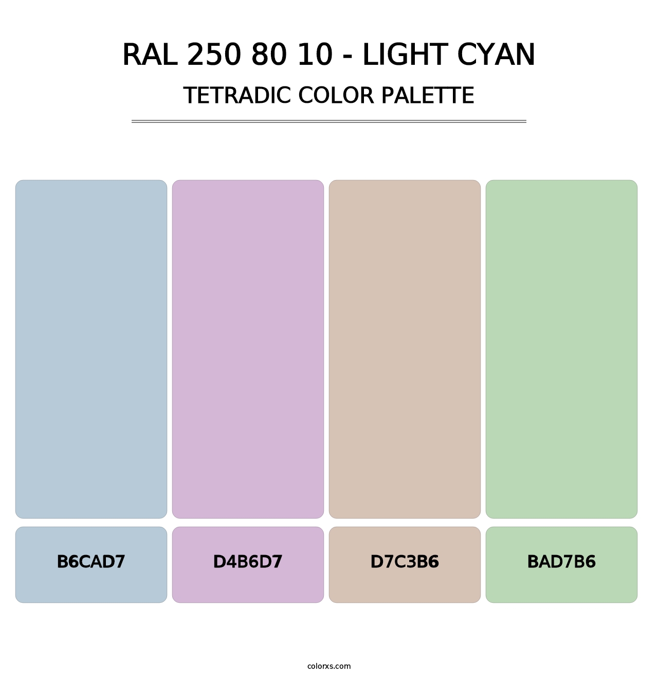 RAL 250 80 10 - Light Cyan - Tetradic Color Palette