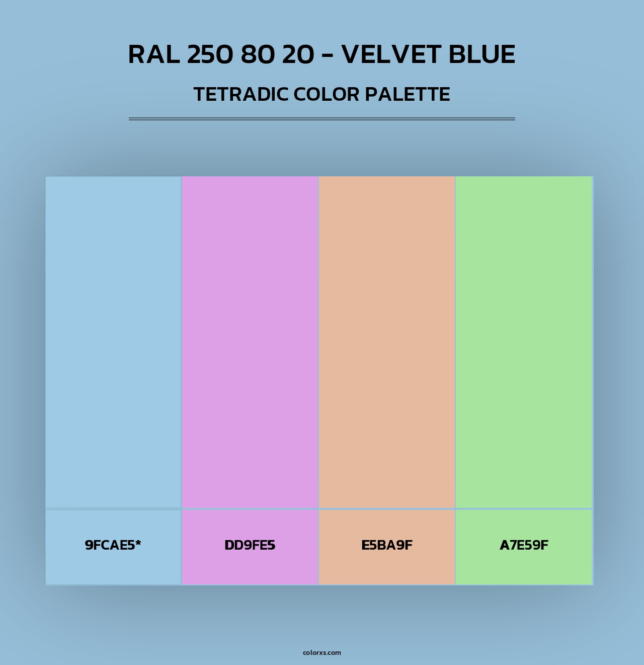 RAL 250 80 20 - Velvet Blue - Tetradic Color Palette