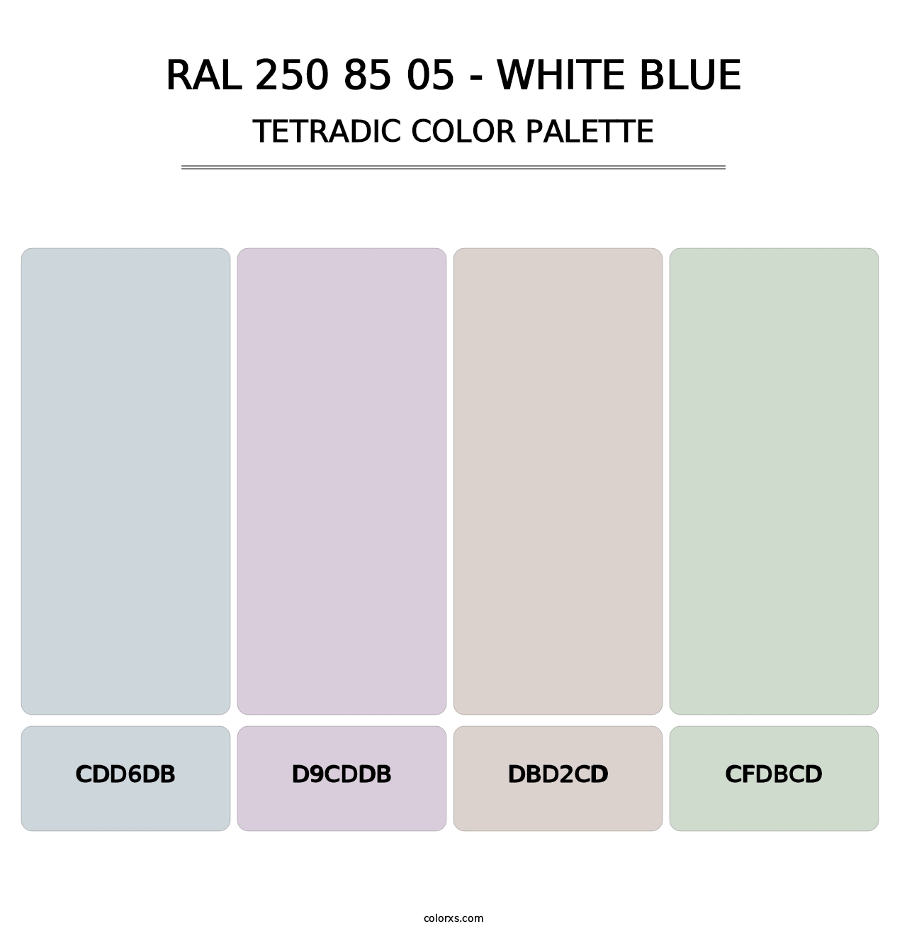 RAL 250 85 05 - White Blue - Tetradic Color Palette