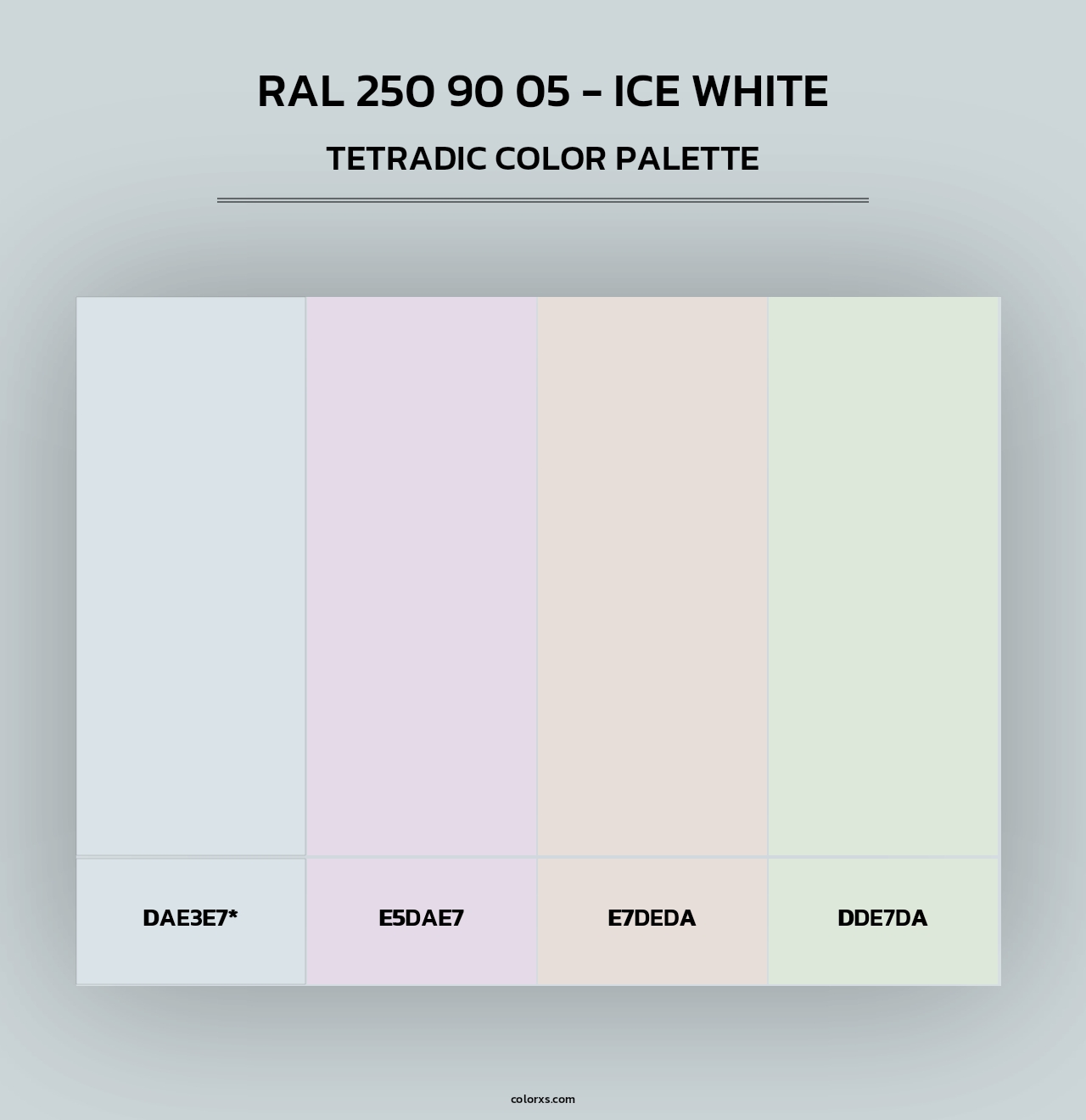 RAL 250 90 05 - Ice White - Tetradic Color Palette