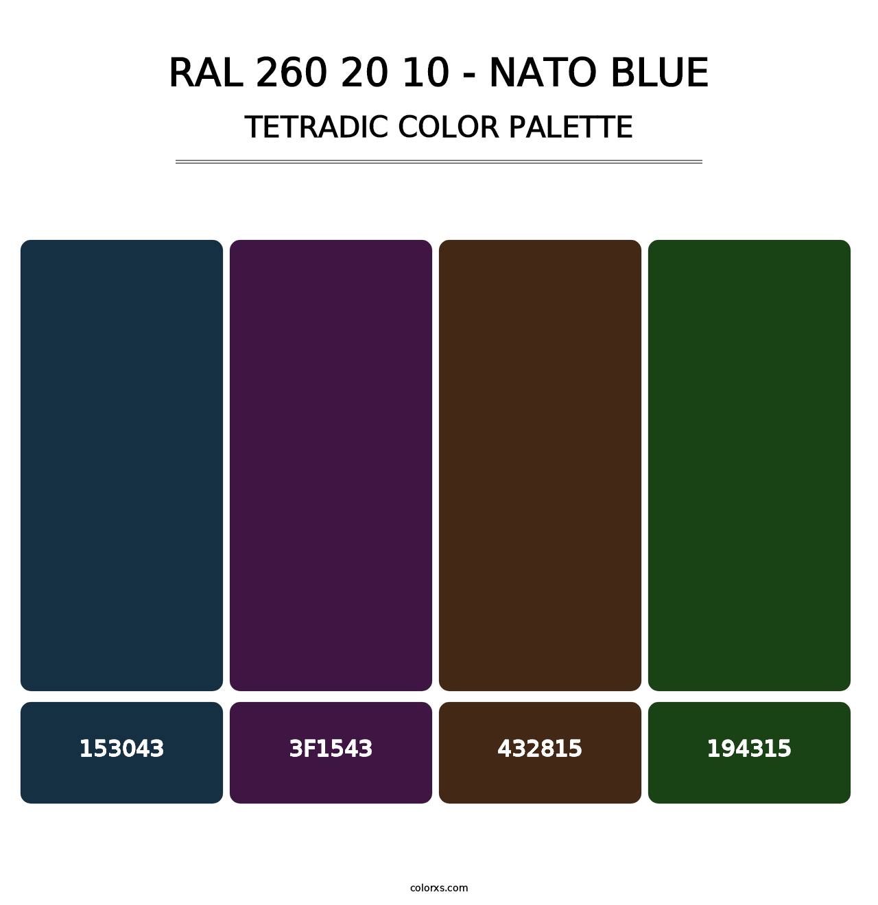 RAL 260 20 10 - Nato Blue - Tetradic Color Palette