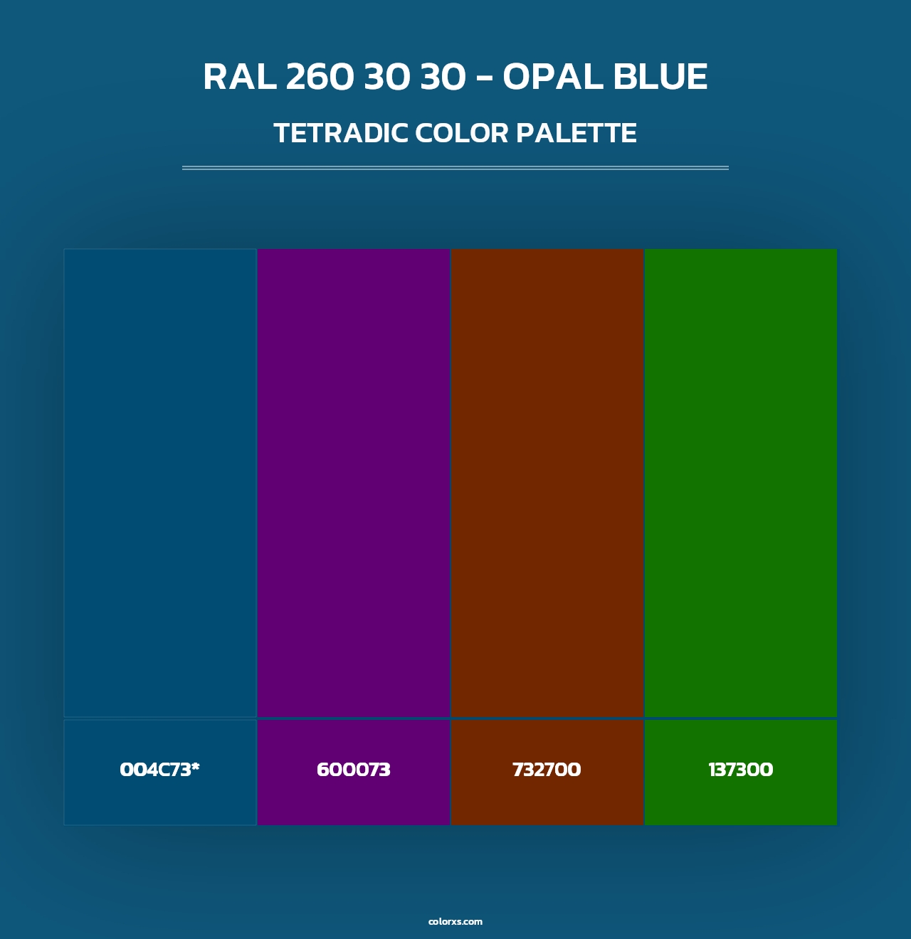 RAL 260 30 30 - Opal Blue - Tetradic Color Palette