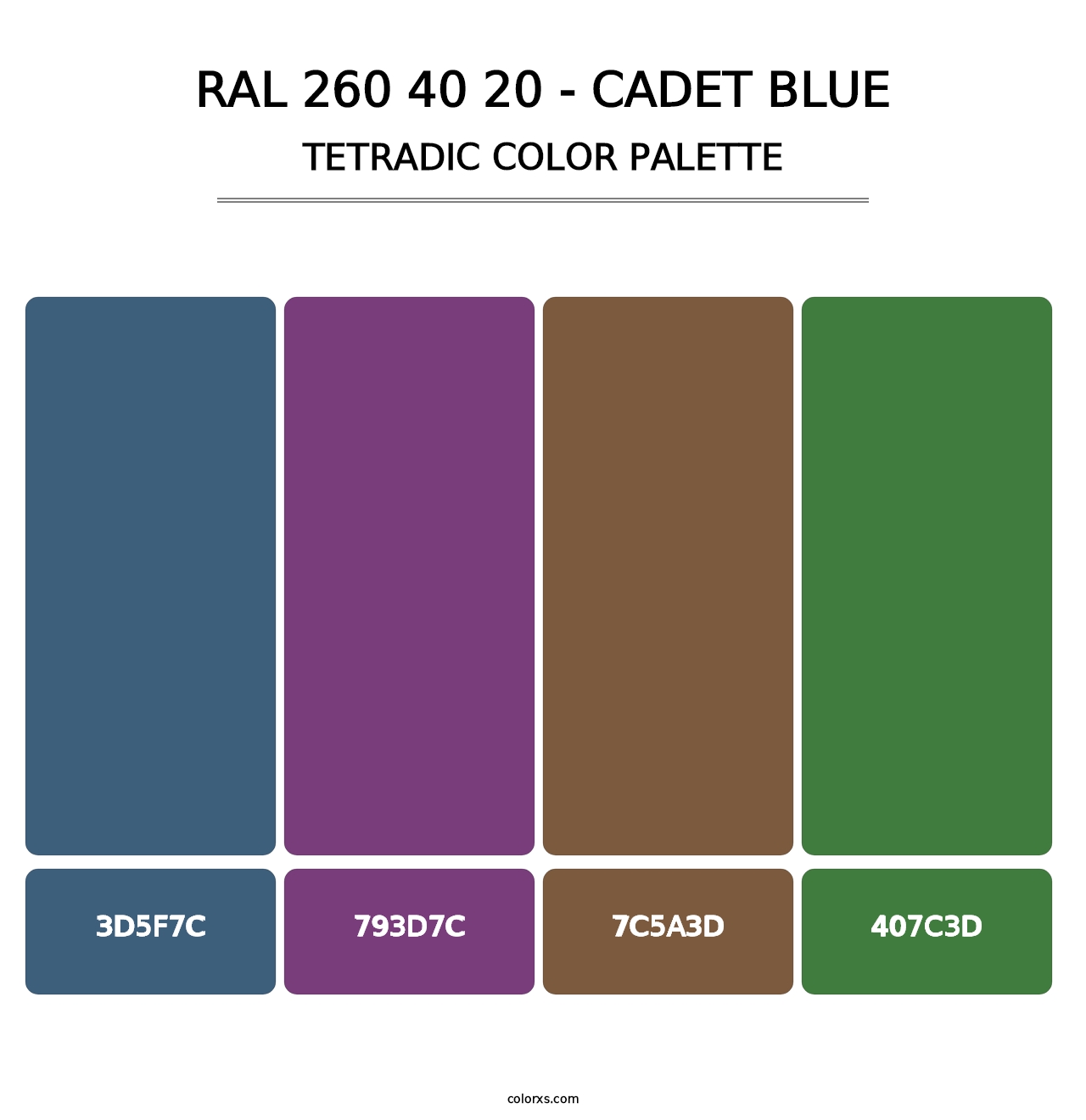 RAL 260 40 20 - Cadet Blue - Tetradic Color Palette