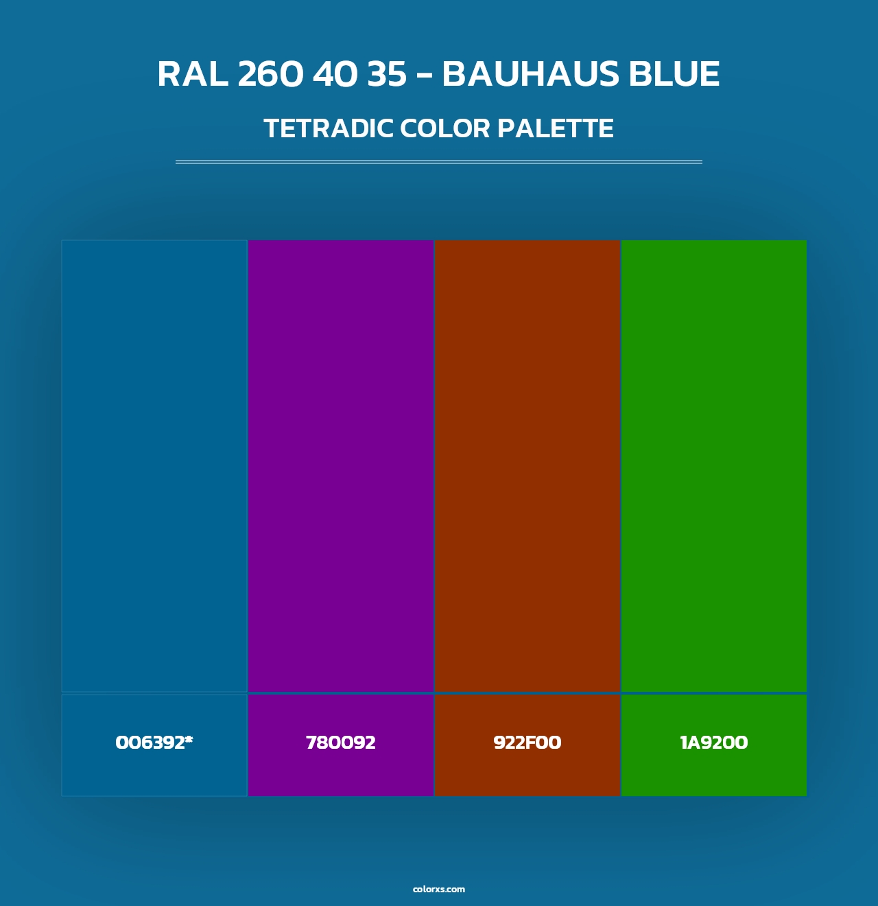 RAL 260 40 35 - Bauhaus Blue - Tetradic Color Palette