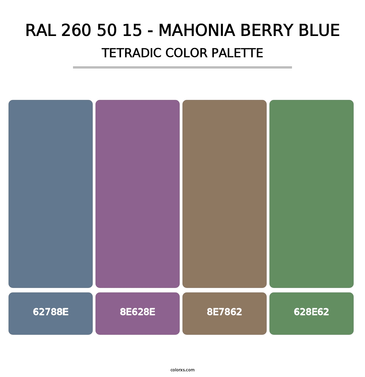 RAL 260 50 15 - Mahonia Berry Blue - Tetradic Color Palette