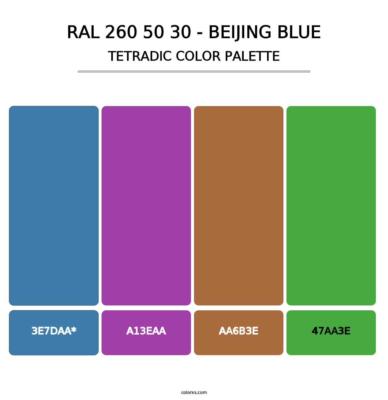 RAL 260 50 30 - Beijing Blue - Tetradic Color Palette