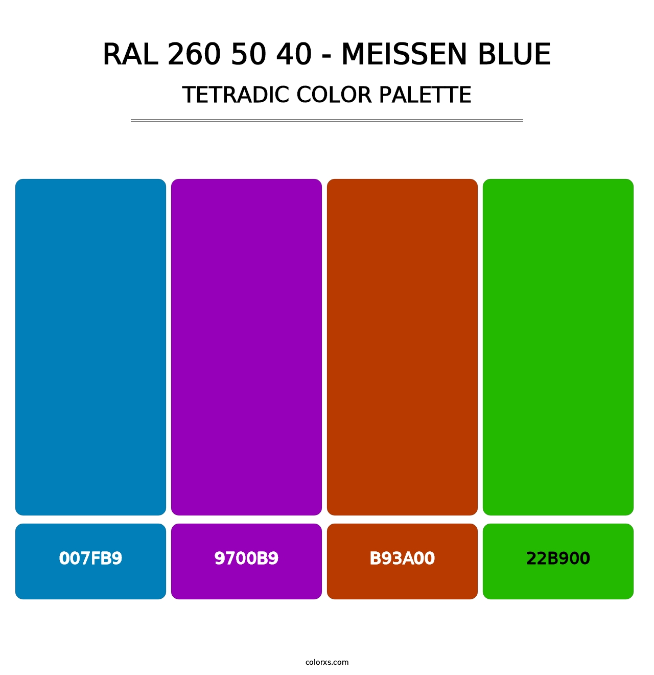 RAL 260 50 40 - Meissen Blue - Tetradic Color Palette
