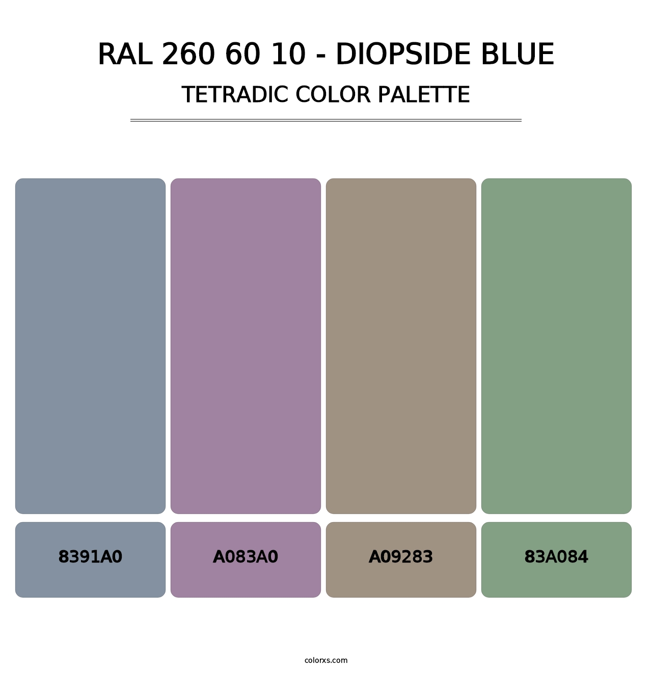 RAL 260 60 10 - Diopside Blue - Tetradic Color Palette