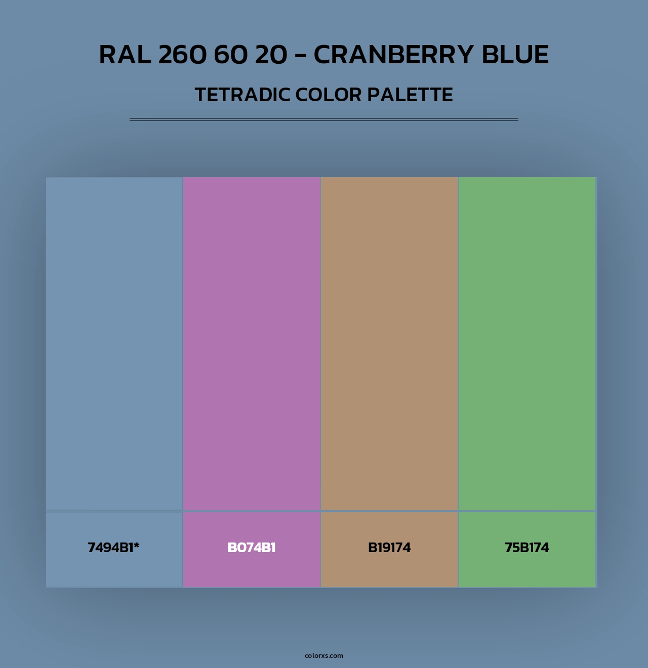 RAL 260 60 20 - Cranberry Blue - Tetradic Color Palette