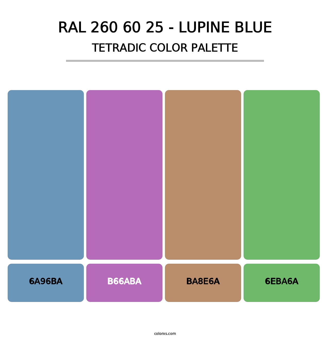 RAL 260 60 25 - Lupine Blue - Tetradic Color Palette