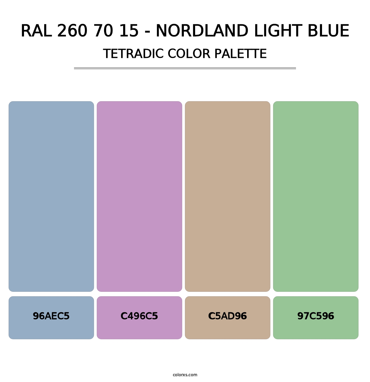 RAL 260 70 15 - Nordland Light Blue - Tetradic Color Palette