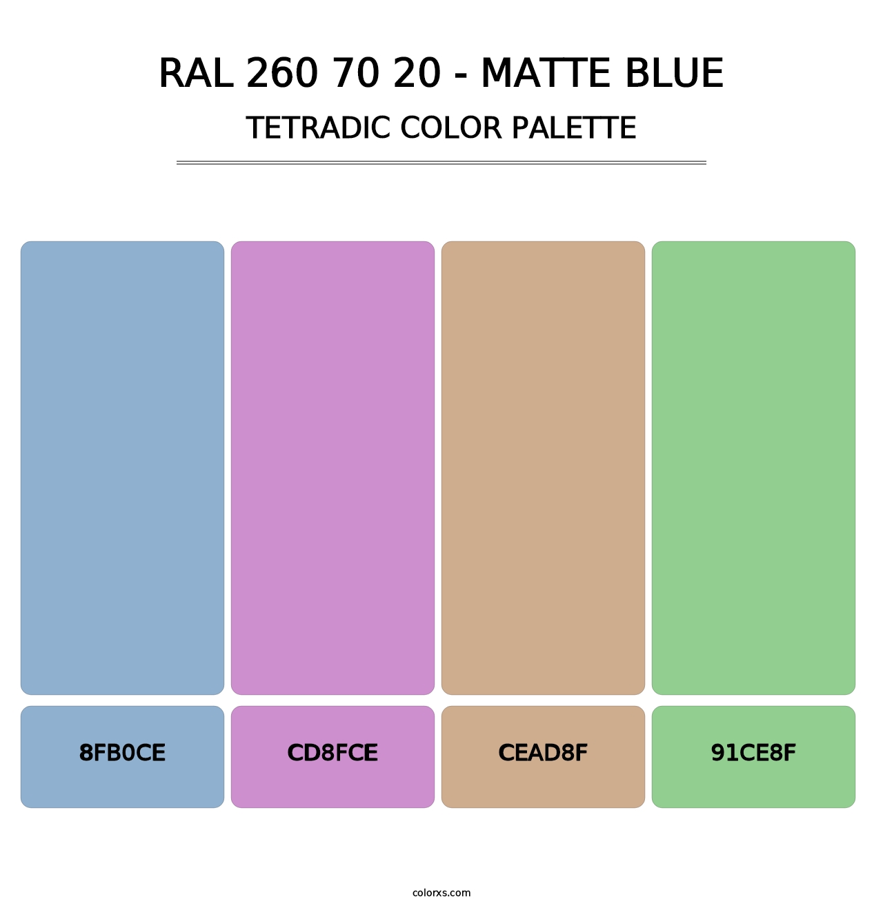 RAL 260 70 20 - Matte Blue - Tetradic Color Palette