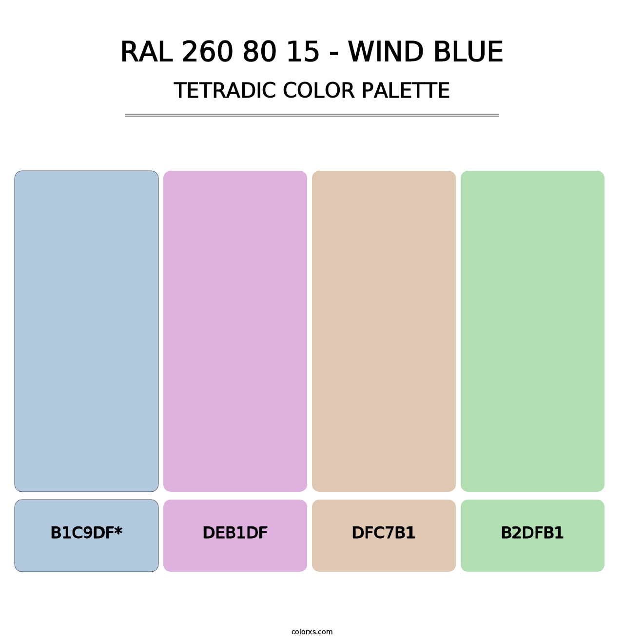 RAL 260 80 15 - Wind Blue - Tetradic Color Palette