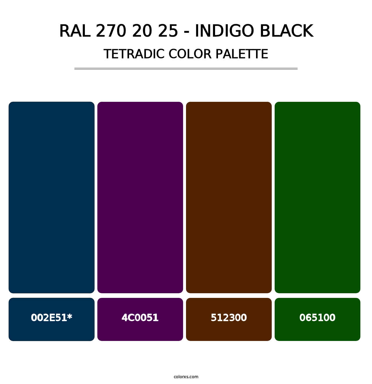 RAL 270 20 25 - Indigo Black - Tetradic Color Palette