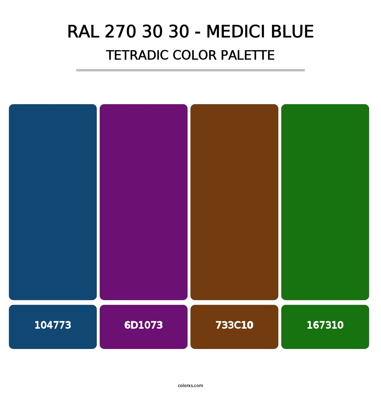 RAL 270 30 30 - Medici Blue - Tetradic Color Palette