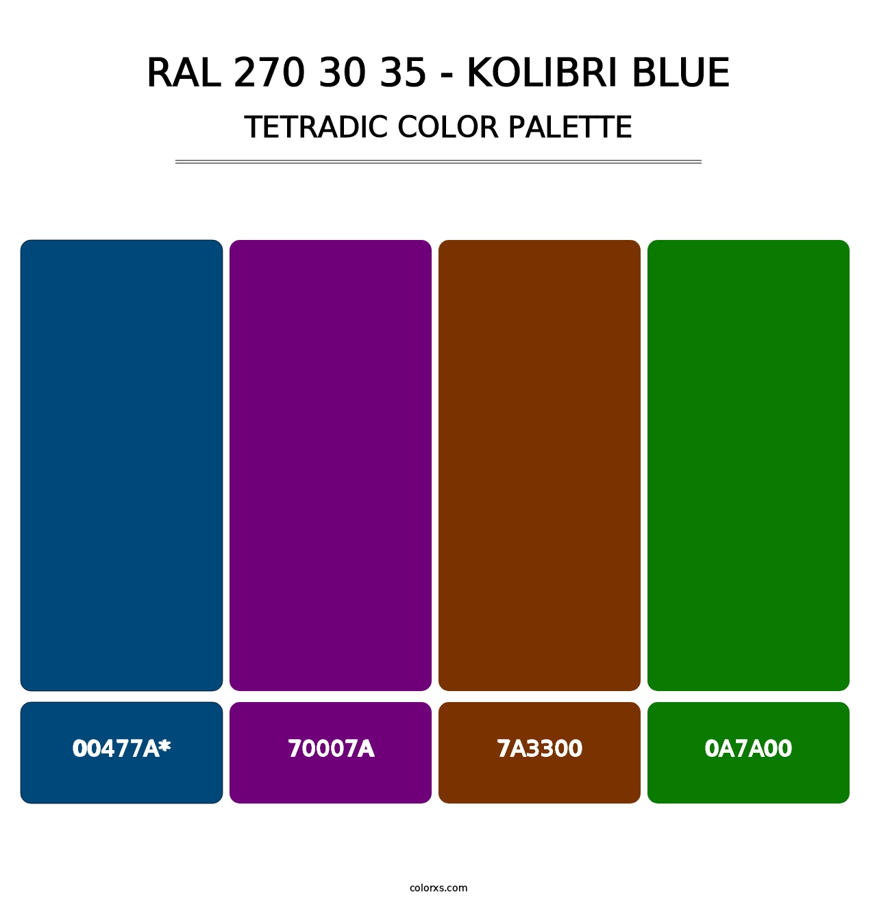 RAL 270 30 35 - Kolibri Blue - Tetradic Color Palette