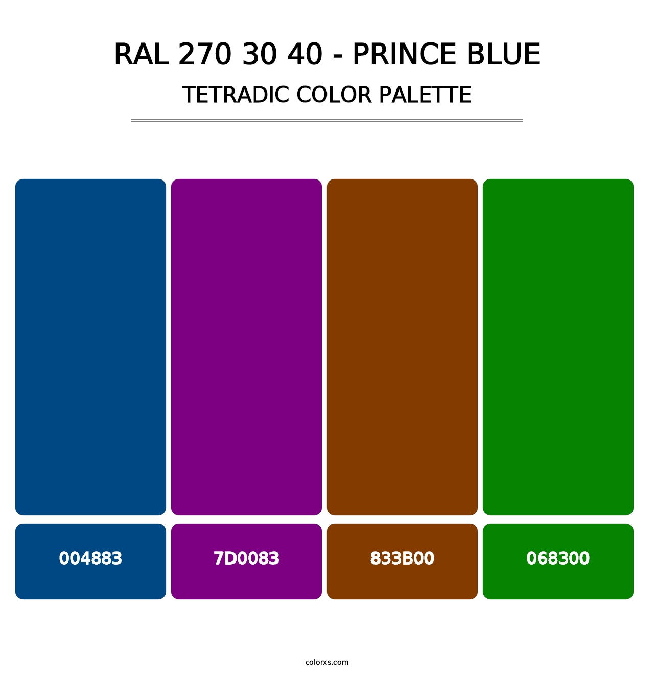 RAL 270 30 40 - Prince Blue - Tetradic Color Palette