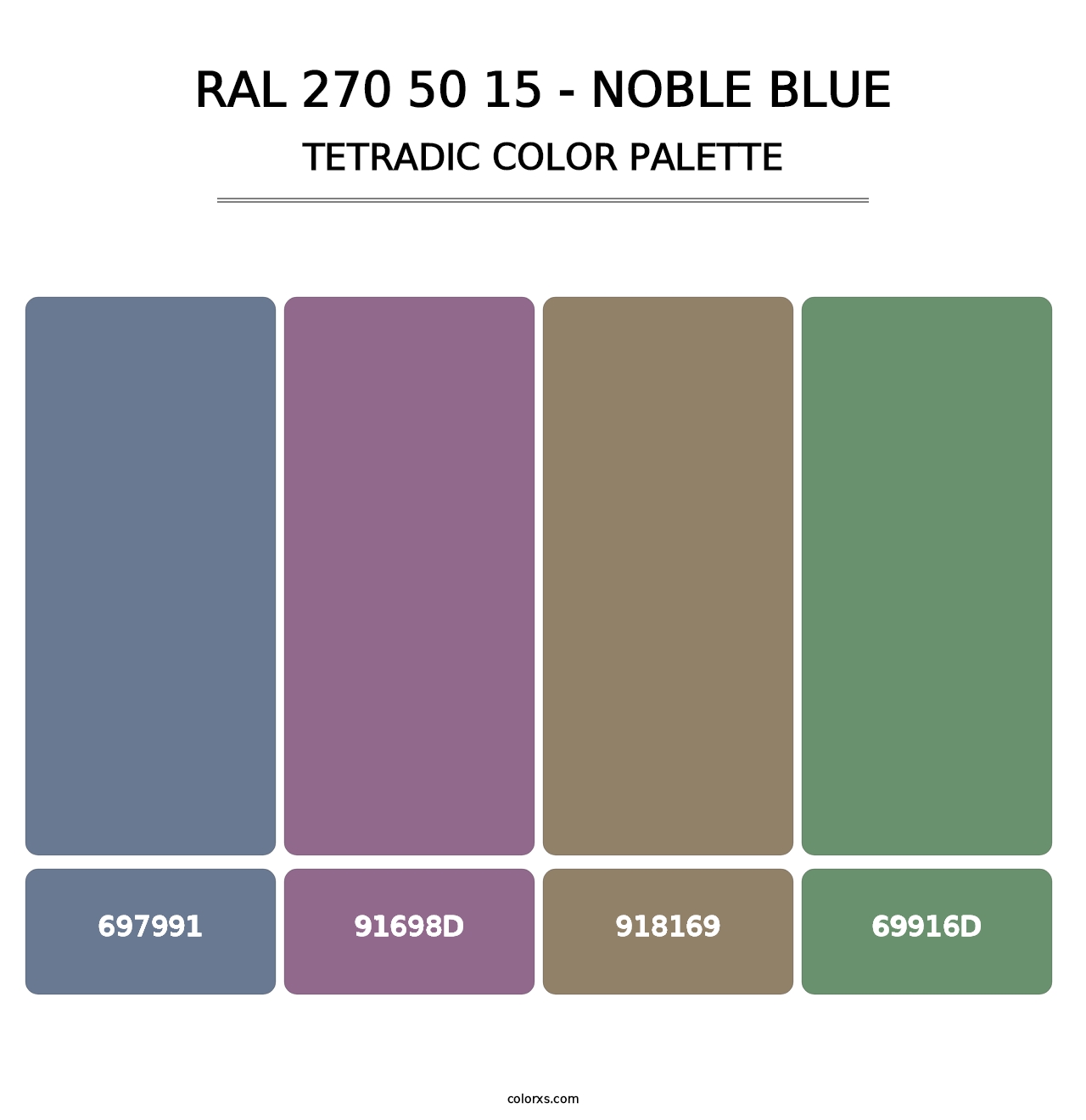 RAL 270 50 15 - Noble Blue - Tetradic Color Palette